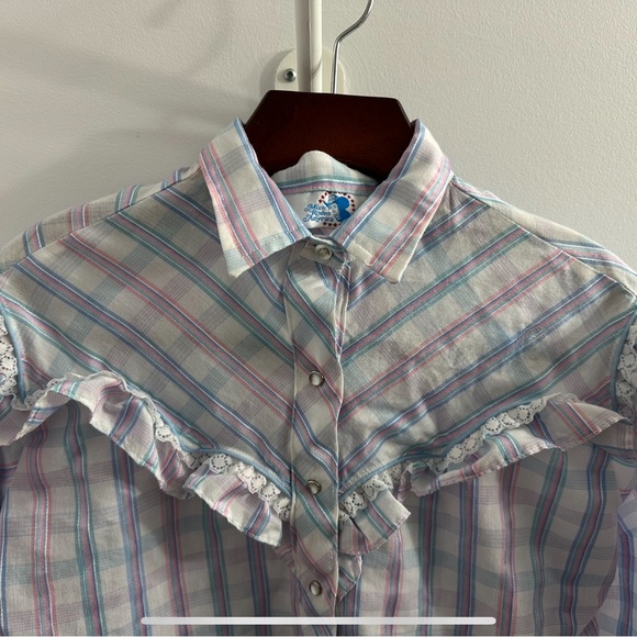 Miss Rodeo America ruffled pearl snap cowgirl western shirt 15/16 - Picture 8 of 9